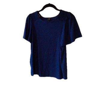 W5 Navy Short Sleeve Eyelet Laser Cut Top S